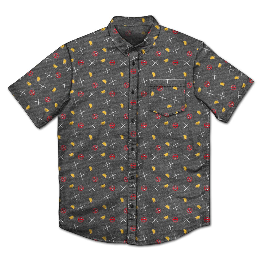 Men's Marvel Deadpool Button Up Woven